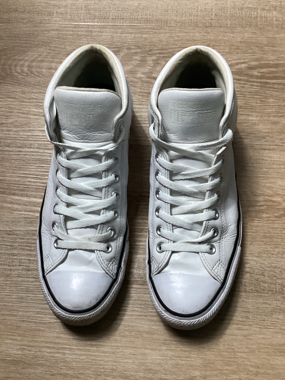 Converse White Low-Top Leather Sneakers #155277C W12.5/M10.5 Unisex